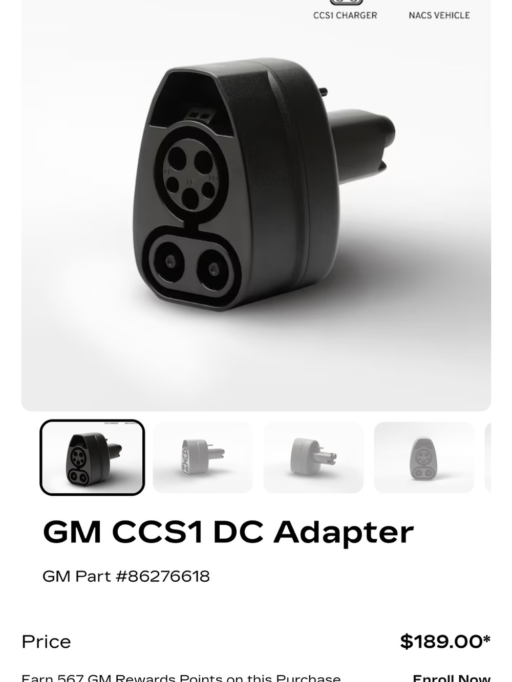 GM CCS to NACS Charging Adapter - Black